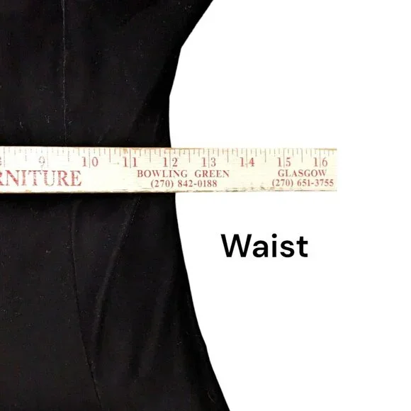 Vintage Benson Smith Dress Women's 11/12 Black Velvet Lace Up Goth Pleated - Picture 9 of 11